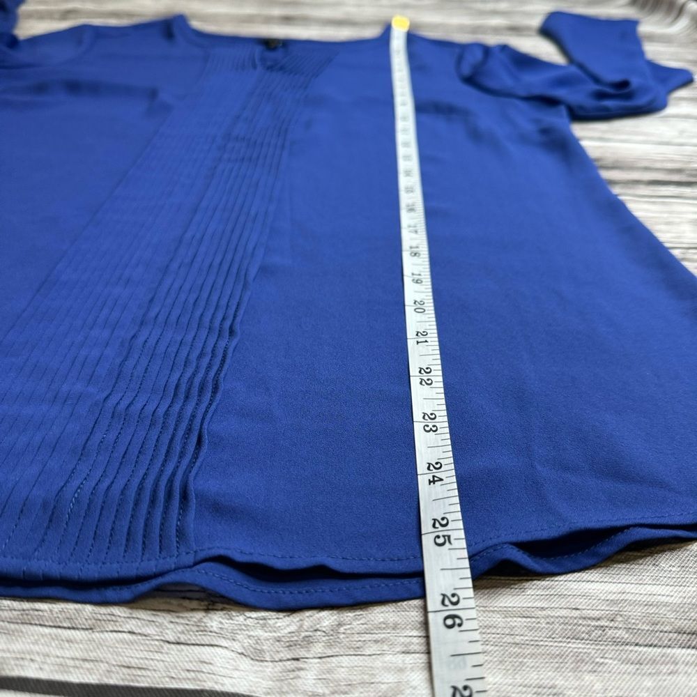 Talbots Women's Notched Long Sleeve Pullover Blouse Bright Royal Blue S SM Small - Picture 13 of 14